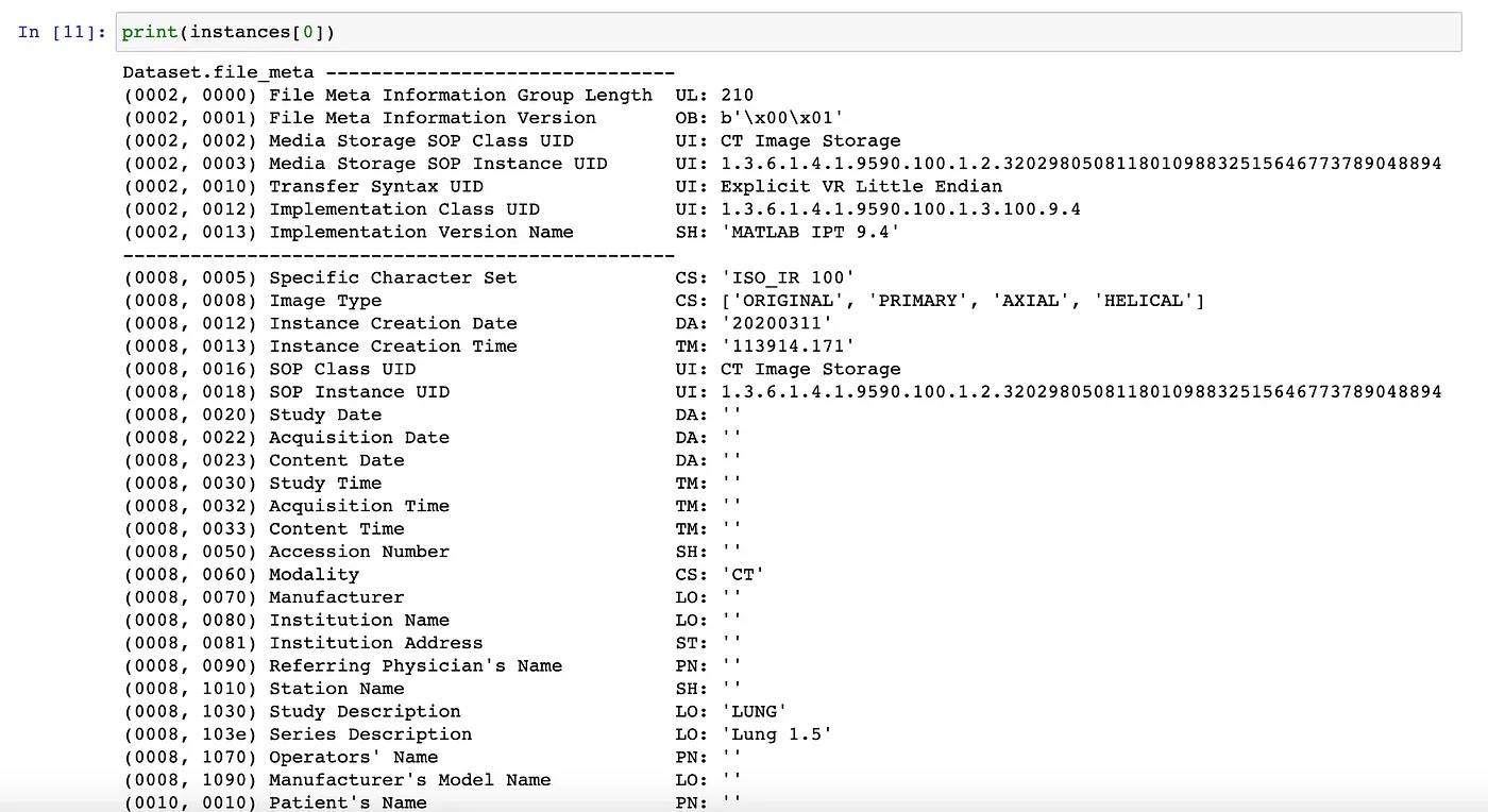 DICOM Instance Elements